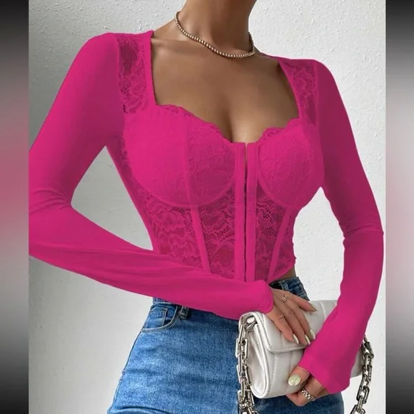 Boho lace bustier corset crop top